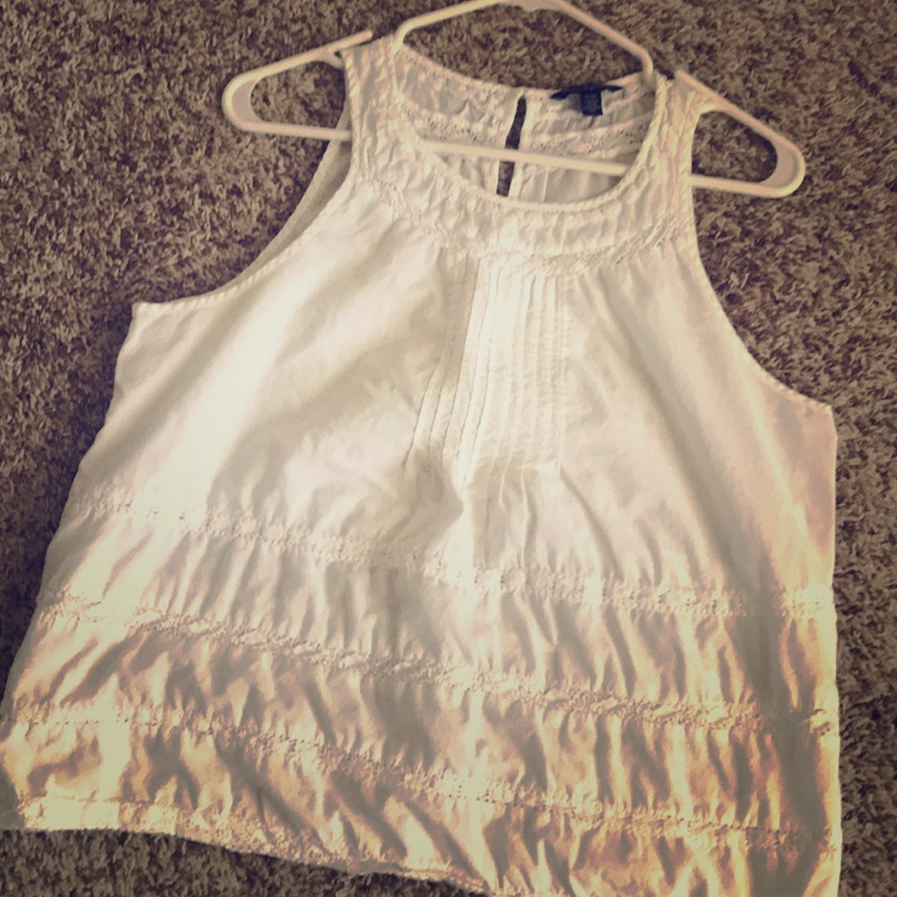 American Eagle White Lace Detail Tank Top